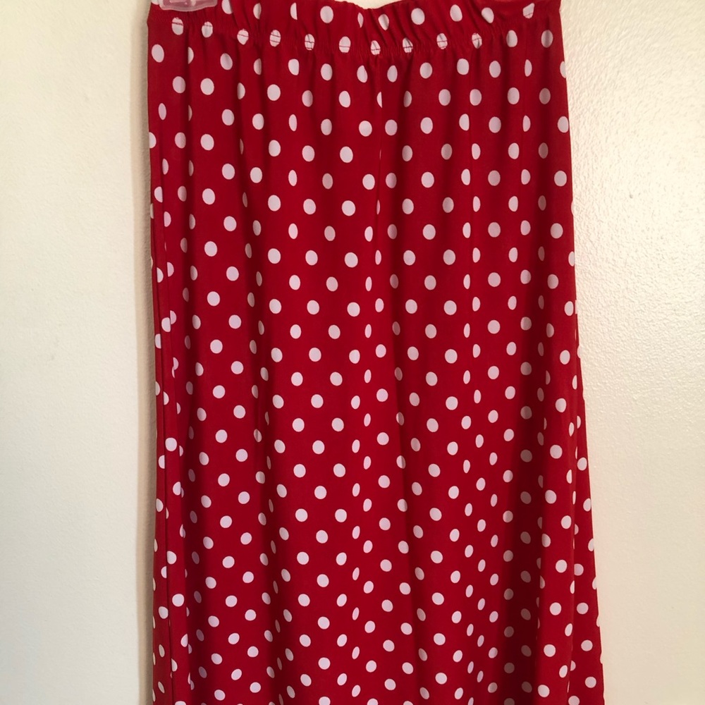 Girls red and white polka dot maxi skirt
